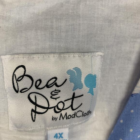 Bea & Dot ModCloth Dress Womens 4X Blue Cat Print Fit & Flare Pockets - Picture 8 of 10